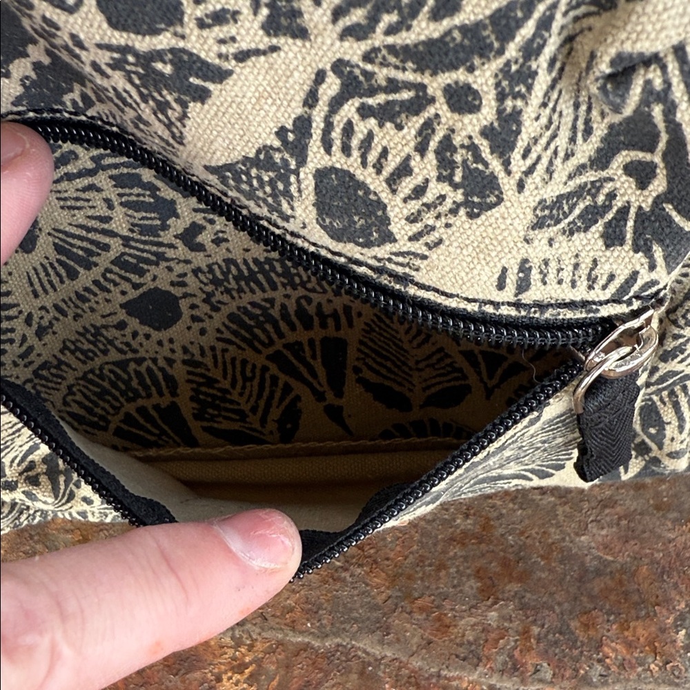 Myra Bag Juniper Bloom (in Desert Aloe) Floral Beige/Black Canvas Backpack Tote - Picture 5 of 12
